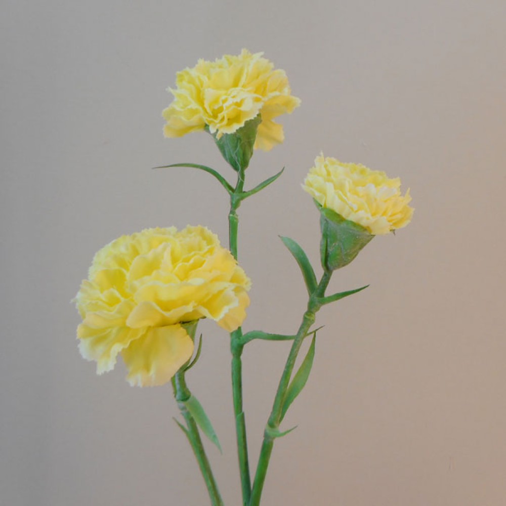 Artificial Spray Carnations Lemon Yellow 60cm Artificial Flowers